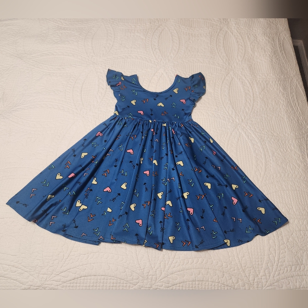 Dot Dot Smile Twirl Dress Blue w/ Hearts